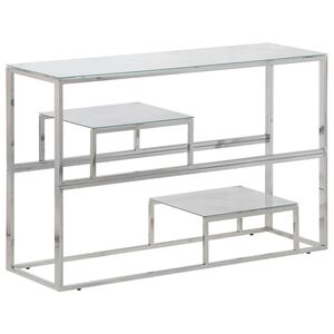 vidaXL Console Table Silver Stainless Steel and Tempered Glass