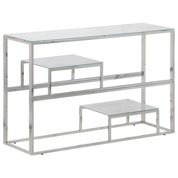 vidaXL Console Table Silver Stainless Steel and Tempered Glass