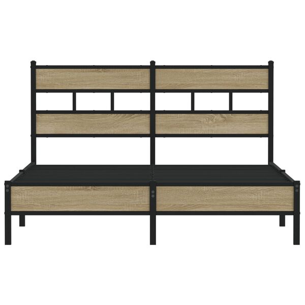 vidaXL Bed Frame Sonoma oak Steel Double Bed Frame Rectangular