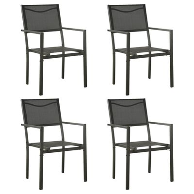 vidaXL Patio Chairs 4 pcs Textilene and Steel Black and Anthracite