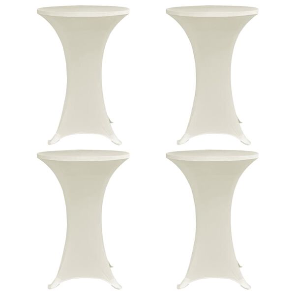 vidaXL Table Cover Set of 4 Cream Polyester: 90%, Spandex: 10% Ø23.6 in