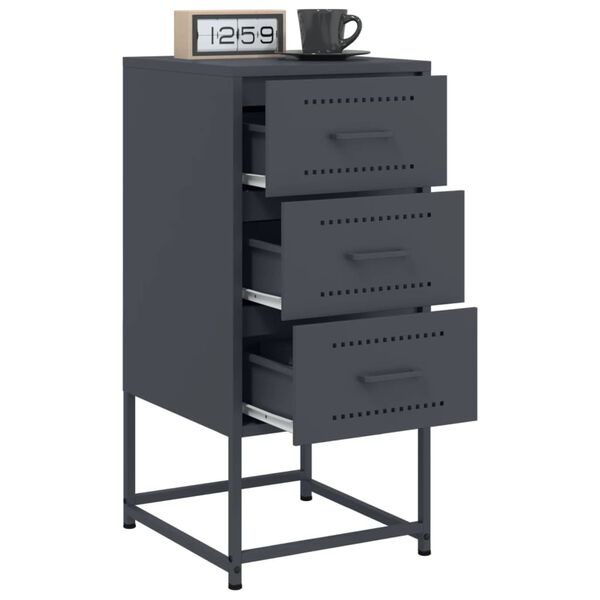 vidaXL Bedside Cabinet Set of 2 Anthracite Steel Standard