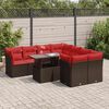 vidaXL 9 Piece Patio Sofa Set with Cushions Brown Poly Rattan Acacia