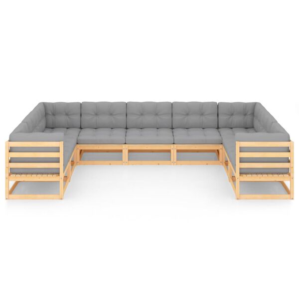 vidaXL Garden Lounge Set Natural wood and Grey