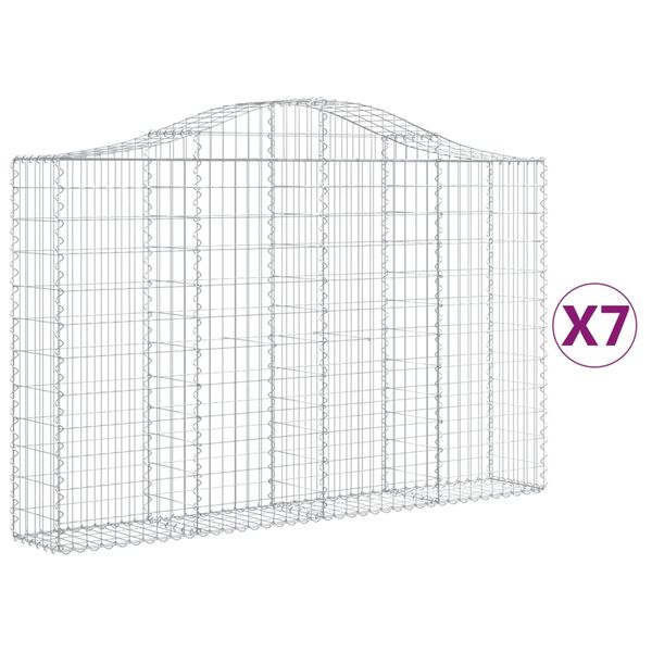 vidaXL Gabion Basket Set of 7 Silver Galvanized iron Large