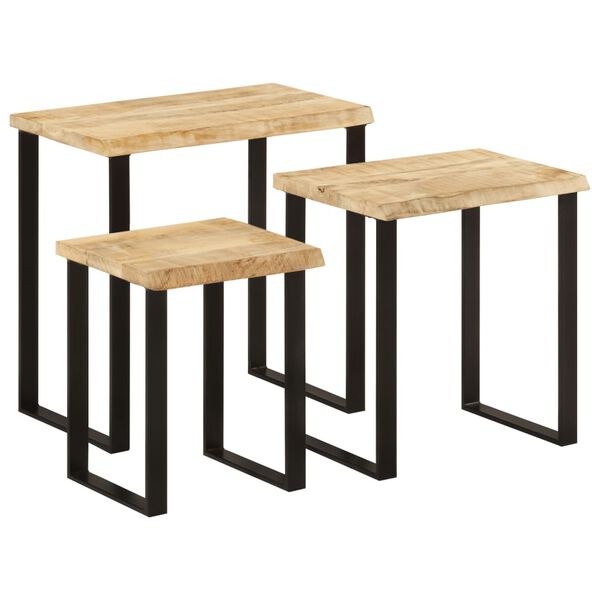 vidaXL Nesting Table Natural wood, Black