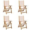 vidaXL Folding Garden Chair Set of 4 Cream Solid Acacia wood, Textilene