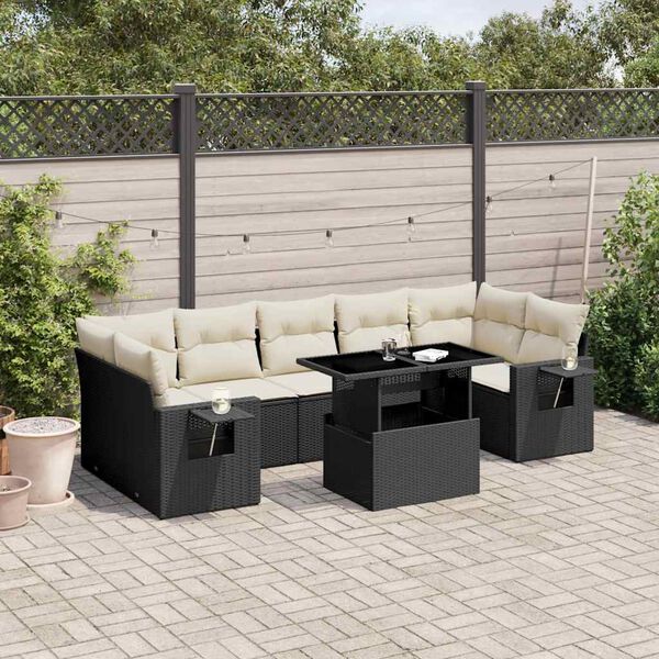 vidaXL Garden Sofa Set Black PE rattan
