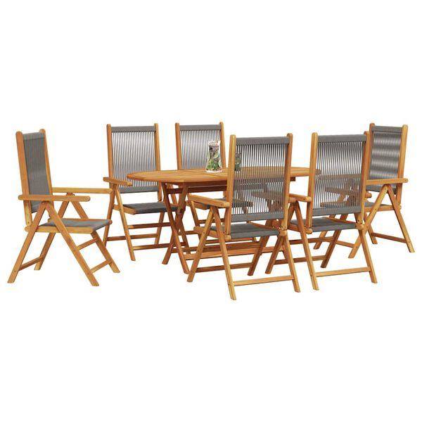 vidaXL Garden Dining Set Folding 7 pcs Grey Solid Acacia Wood