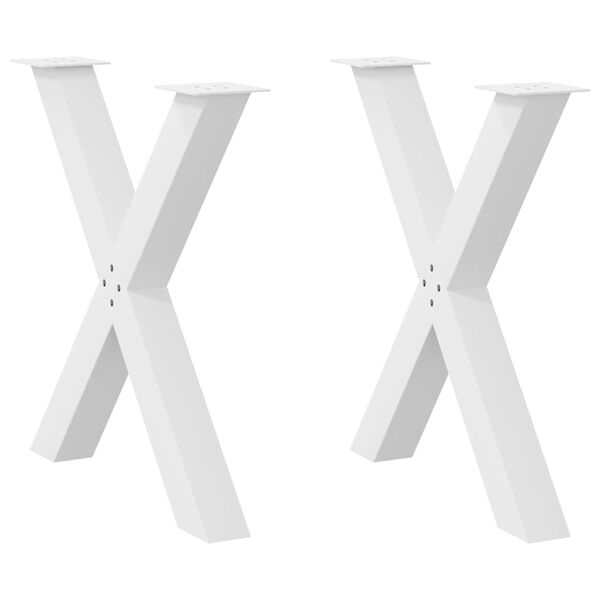 vidaXL Dining Table Leg Set of 2 White Powder-coated steel Standard