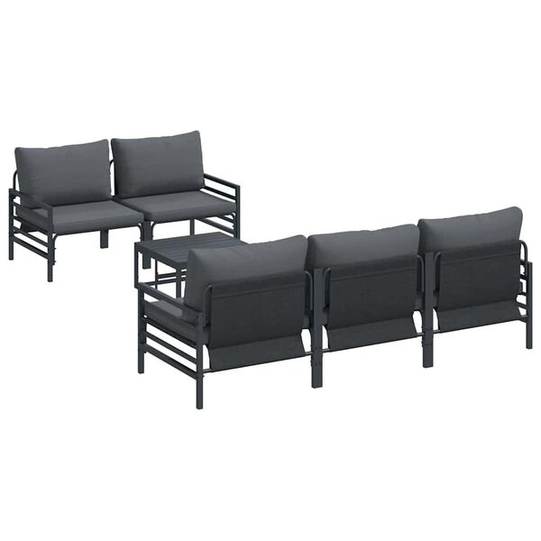 vidaXL Garden Sofa Set with Cushion 6 pcs Anthracite Steel & fabric