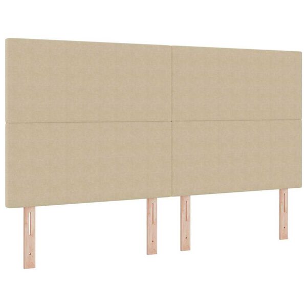 vidaXL LED Headboard with LED Strip Lights Grey green 70.9" fabric