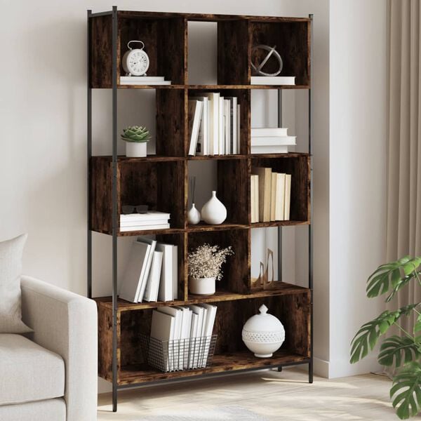 vidaXL Bookcase Smoked Oak Engineered wood 40.2 x 11.0 x 67.7 in