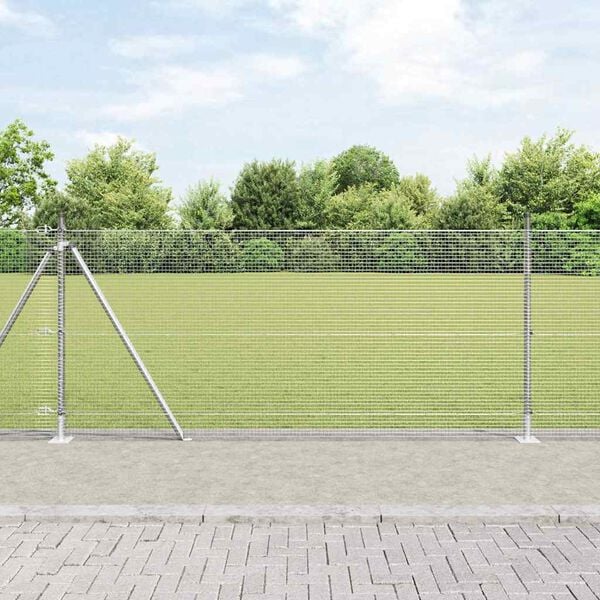 vidaXL Fence with Posts Silver 39.4" x 984.3" Steel