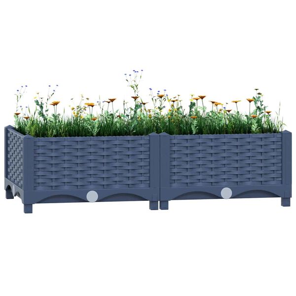 vidaXL Raised Bed Blue grey Polypropylene Medium Durable Raised Bed
