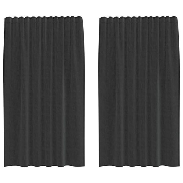 vidaXL Voile Curtains with Tab Top 2 pcs Black