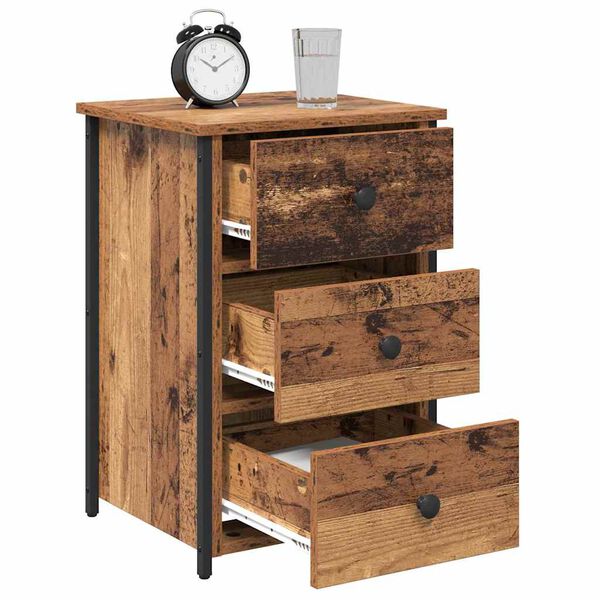 vidaXL Bedside Cabinet with Drawer Brown Solid Reclaim Wood