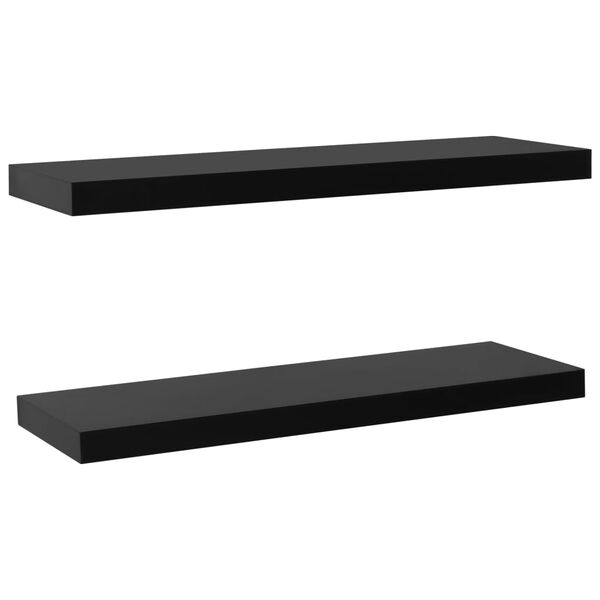 vidaXL Wall Mounted Shelf Set of 2 Black MDF 39.4x7.9x1.5 in