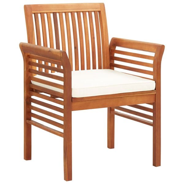 vidaXL Garden Dining Chair Set of 8 Natural acacia wood, Cream cushion