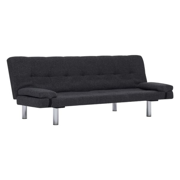vidaXL Sofa Bed Dark grey Polyester, wood, chrome Large Convertible