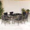 vidaXL Garden Dining Set Grey PE rattan 7 Piece Set