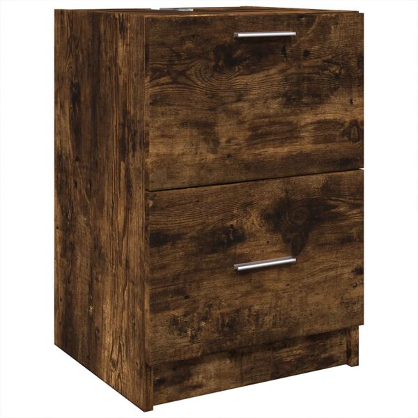 vidaXL Sink Cabinet Smoked Oak Engineered Wood 15.7x14.6x23.2 in