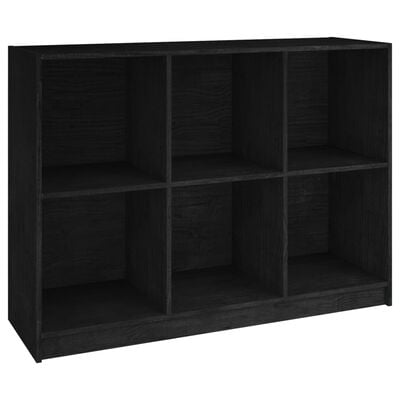 vidaXL Book Cabinet Black 40.9"x13"x29.9" Solid Wood Pine
