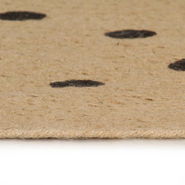 vidaXL Area Rug Natural and black polka dot Jute 59 in in diameter