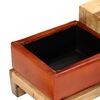vidaXL Storage Bench Solid Mango Wood Real Leather 47.2"x14.2"x14.2"