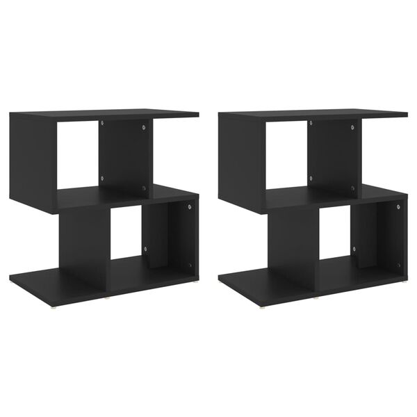 vidaXL Bedside Cabinet Set of 2 Black Engineered Wood