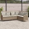vidaXL Patio Sofa Beige Poly Rattan and Powder-Coated Steel 5-seater