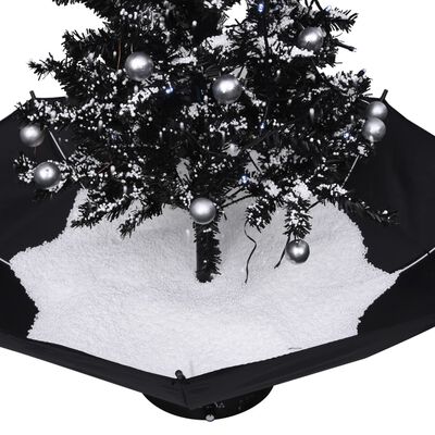 vidaXL Snowing Christmas Tree with Umbrella Base Black 2 ft PVC