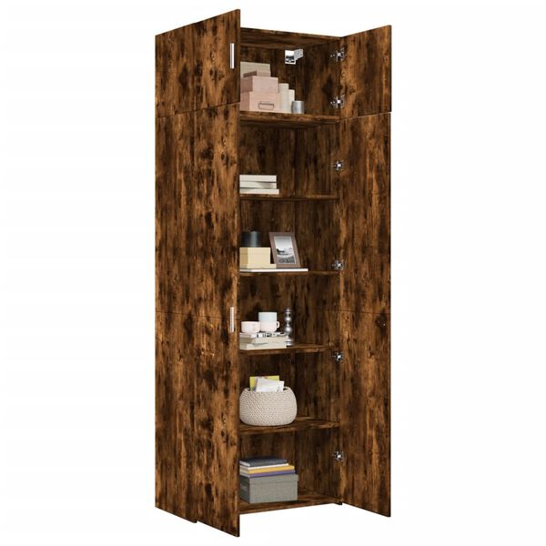 vidaXL Storage Cabinet Smoked Oak Engineered Wood Tall Storage Cabinet