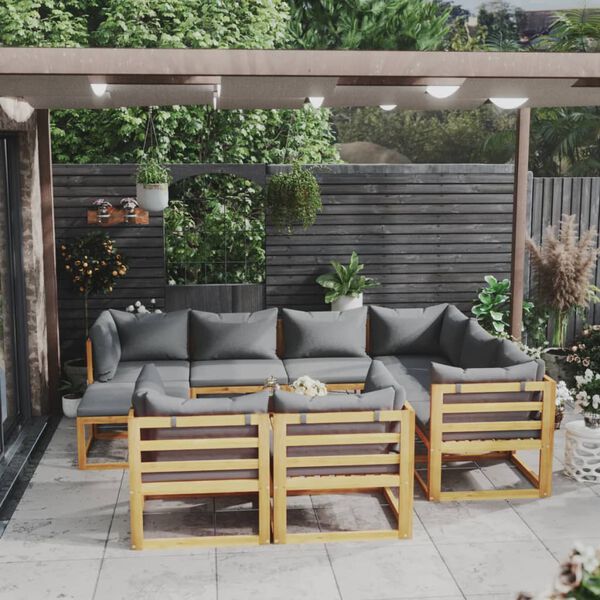 vidaXL Garden Lounge Set Dark grey Solid acacia wood 10 Piece Modular