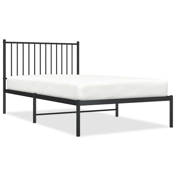 vidaXL Bed Frame Black Powder-Coated Steel Twin Bed Frame Rectangular