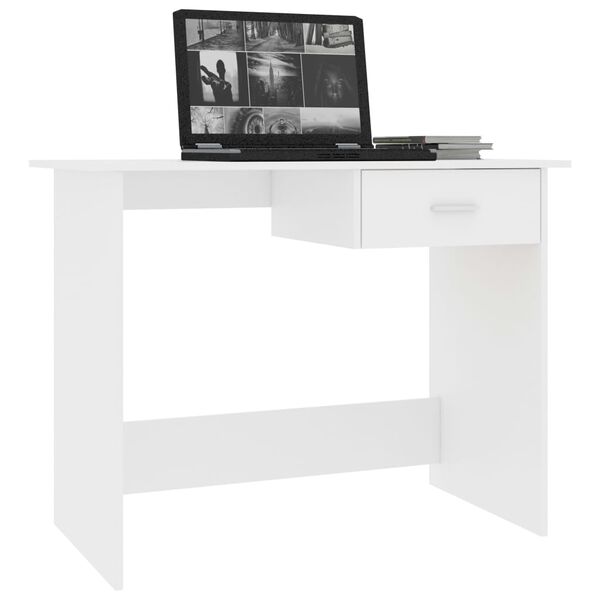 vidaXL Desk White Engineered wood 39.4x19.7x29.9 in Desk Rectangular