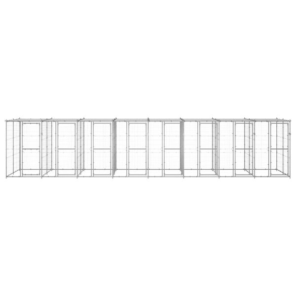 vidaXL Dog Kennel Silver Galvanized steel, PE Dog Kennel Rectangular