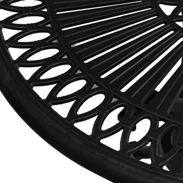 vidaXL Garden Table Black Cast Aluminum Medium Decorative Inlays