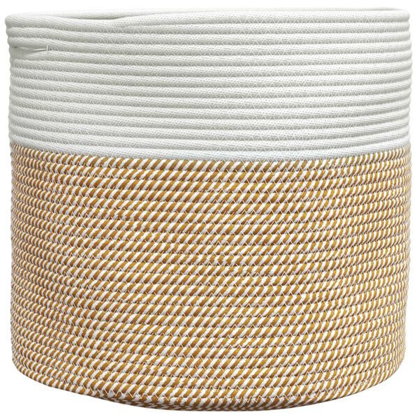 vidaXL Storage Basket Brown and White Cotton ropes Medium Foldable