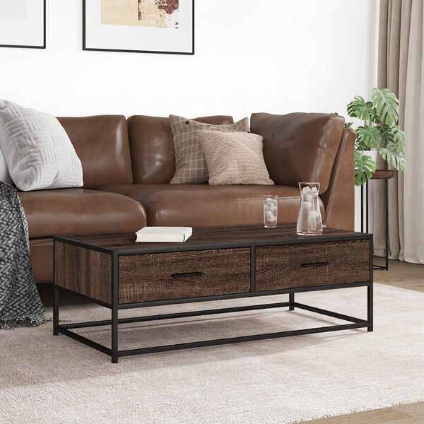 vidaXL Coffee Table Brown Oak Engineered Wood and Metal