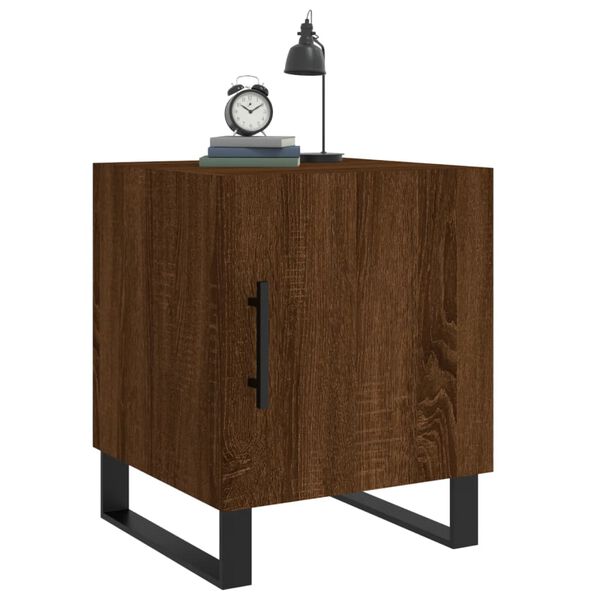 vidaXL Bedside Cabinet Set of 2 Brown Oak Engineered wood, Iron