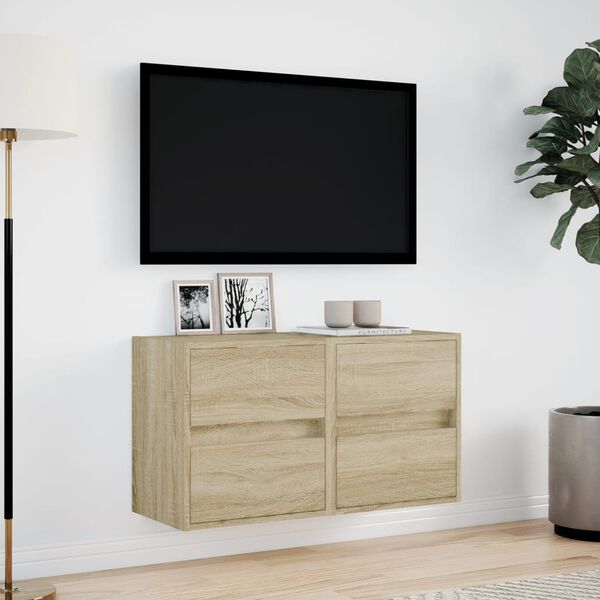 vidaXL TV Wall Cabinet Set of 2 Sonoma oak Engineered wood Compact