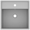 vidaXL Luxury Basin Overflow Square Matt Light Grey 16.1x16.1" Ceramic