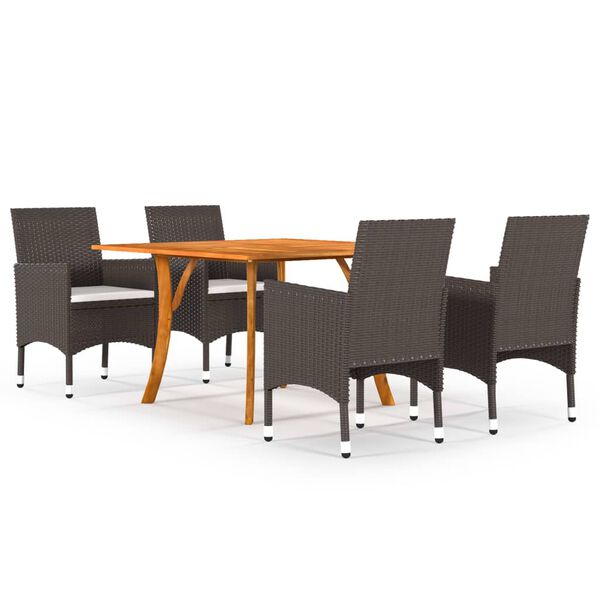 vidaXL Dining Set Brown, Cream White