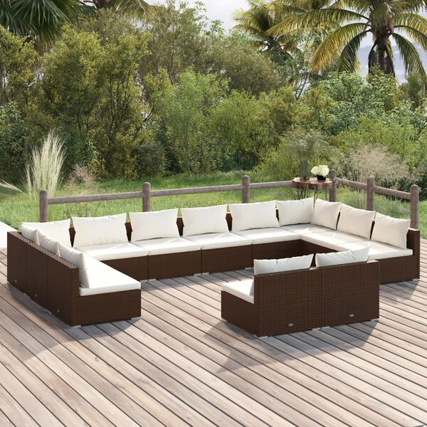 vidaXL Garden Lounge Set Brown, Cream