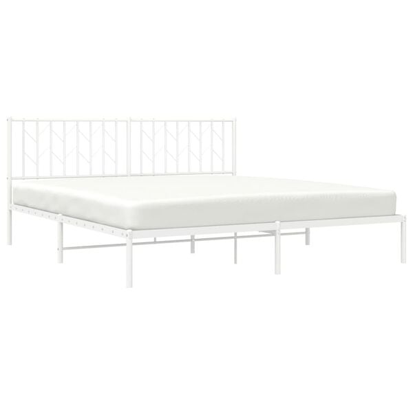 vidaXL Bed Frame White Steel Full Bed Frame Rectangular Traditional