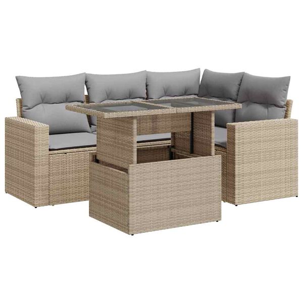 vidaXL Garden Sofa Set Beige, Light Grey