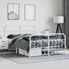 vidaXL Bed Frame White Powder-Coated Steel 55 x 75 in Bed Frame