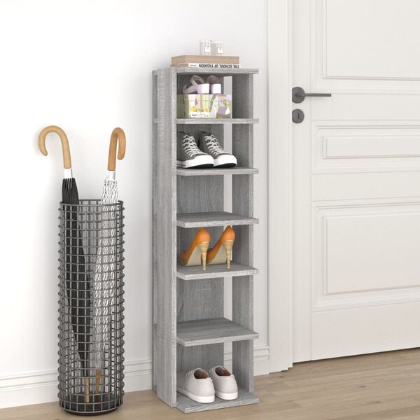 vidaXL Shoe Rack Grey Sonoma Engineered Wood Tall Shoe Rack