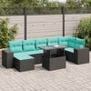 vidaXL 14 Piece Patio Sofa Set with Cushions Black Poly Rattan Acacia
